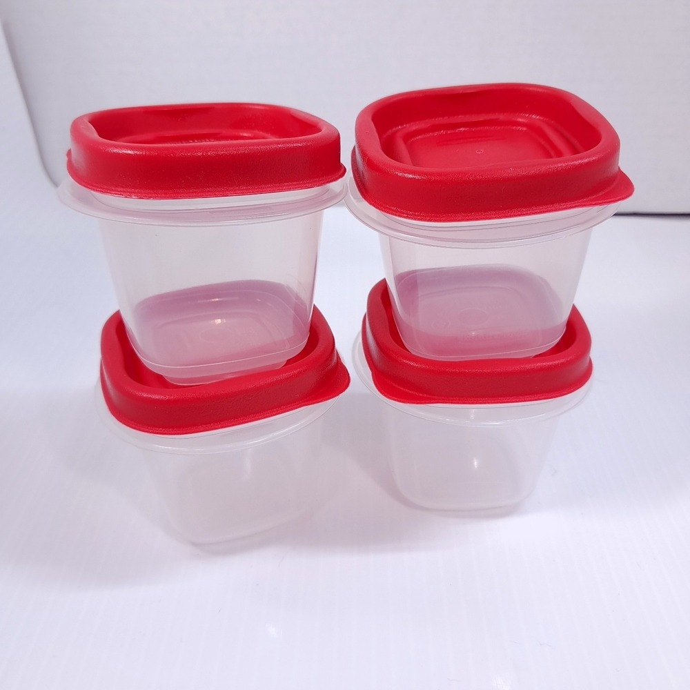 Rubbermaid set 4 Easy Find Lid Square 4 Oz Food Storage Containers 7J53 7J54 red
